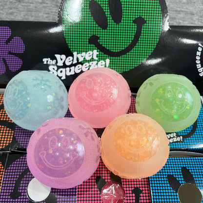 Glow in Dark Flower Power Smile Squishy Stress Relief Smiley Face Fuzzy Ball Schylling Squish Fidget Toy-CNLCA