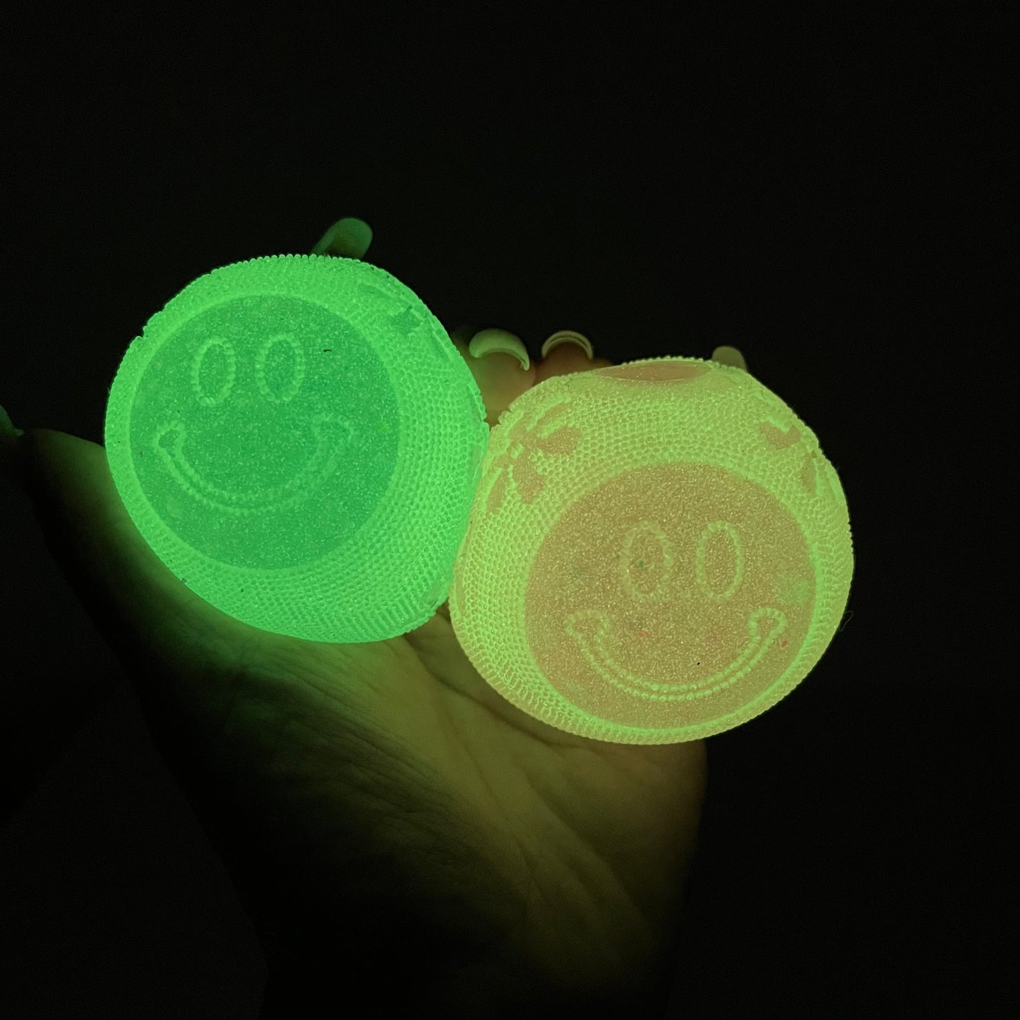Glow in Dark Flower Power Smile Squishy Stress Relief Smiley Face Fuzzy Ball Schylling Squish Fidget Toy-CNLCA