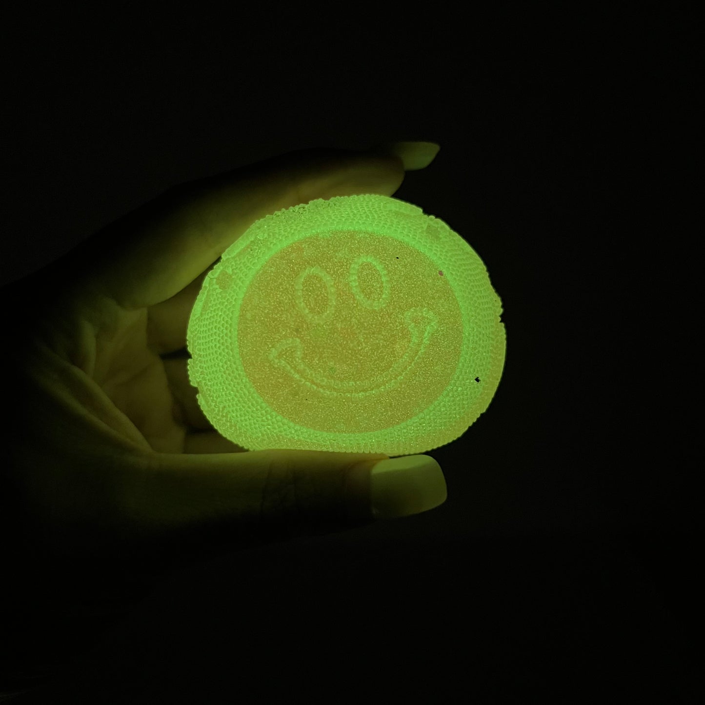 Glow in Dark Flower Power Smile Squishy Stress Relief Smiley Face Fuzzy Ball Schylling Squish Fidget Toy-CNLCA