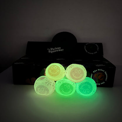 Glow in Dark Flower Power Smile Squishy Stress Relief Smiley Face Fuzzy Ball Schylling Squish Fidget Toy-CNLCA