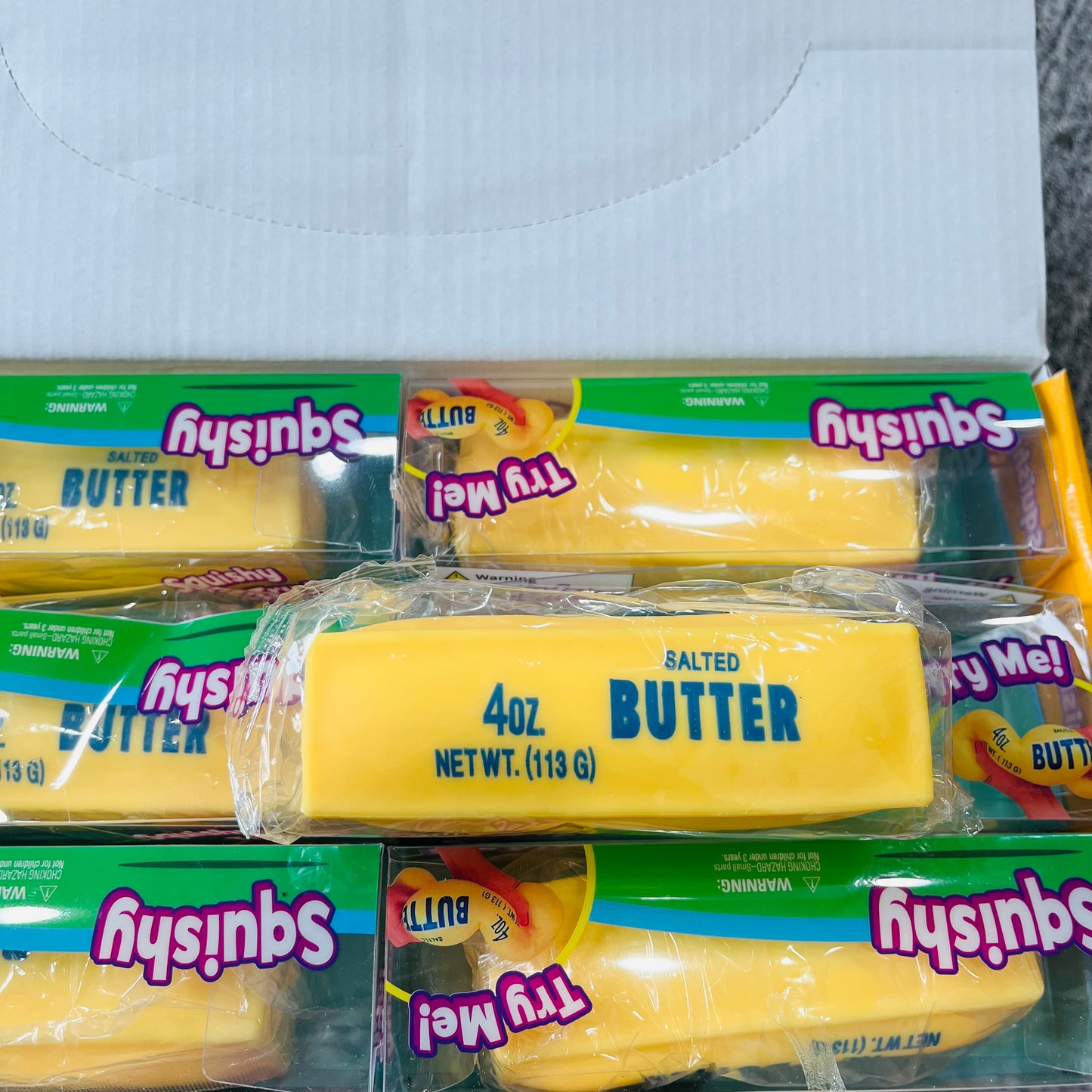 72 Pack Small Size 11cm Flour-filled TPR Yellow Butter Bar Squishy Ultra Soft Stress Relief Fidget Toy for Kids Adults with Gift Box-CNLCA