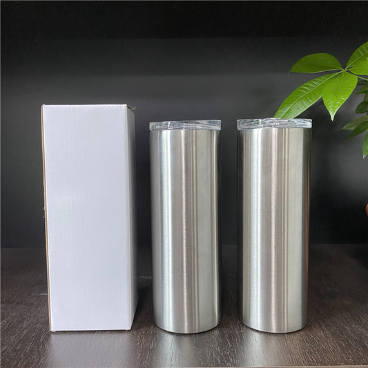 20oz Silver Metal Color Blank Sublimation Skinny Straight Tumbler -CNLCA