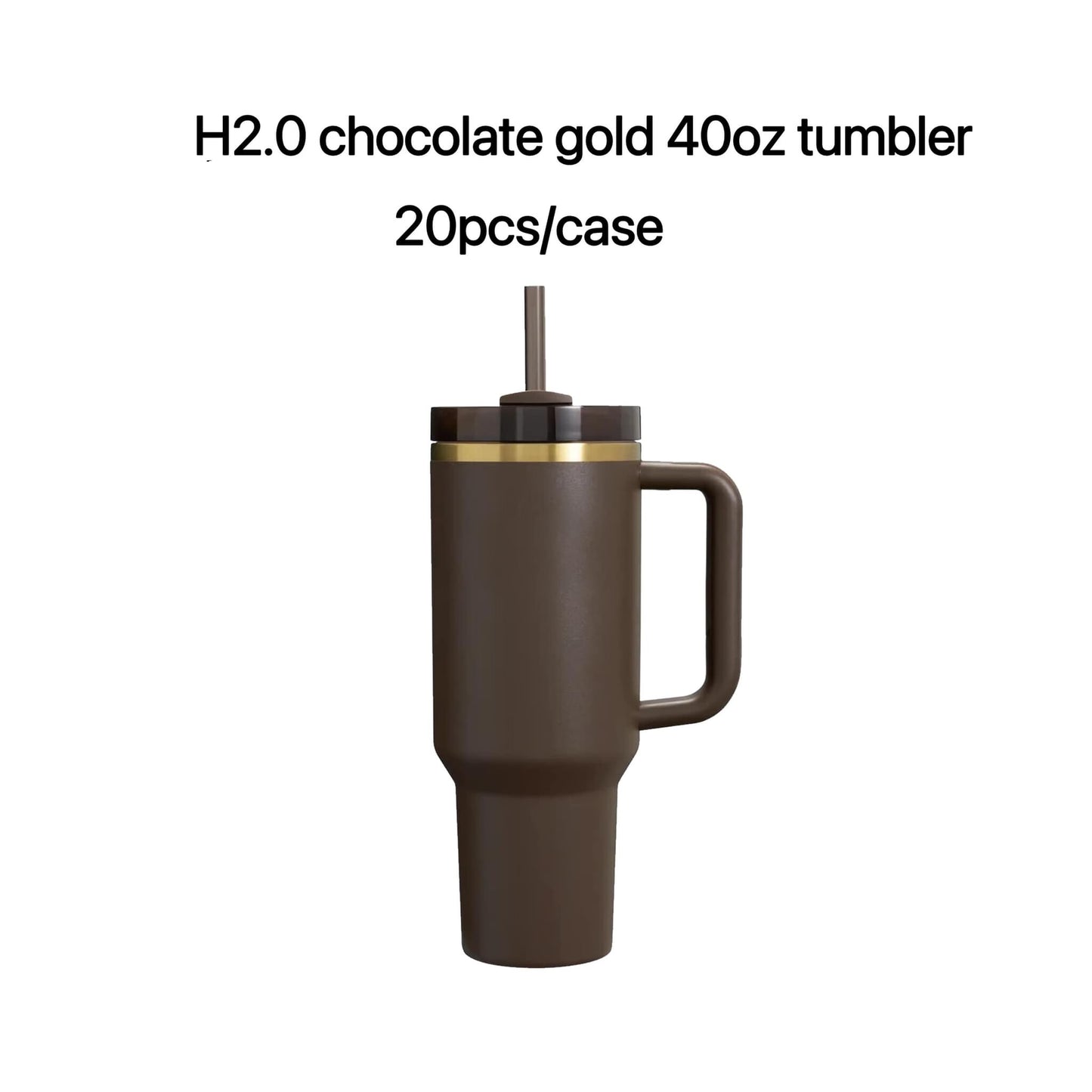 30oz 40oz H2.0 Dark Chocolate Gold Plated Quencher Tumbler For Laser Engraving -CNLCA