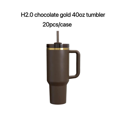 30oz 40oz H2.0 Dark Chocolate Gold Plated Quencher Tumbler For Laser Engraving -CNLCA