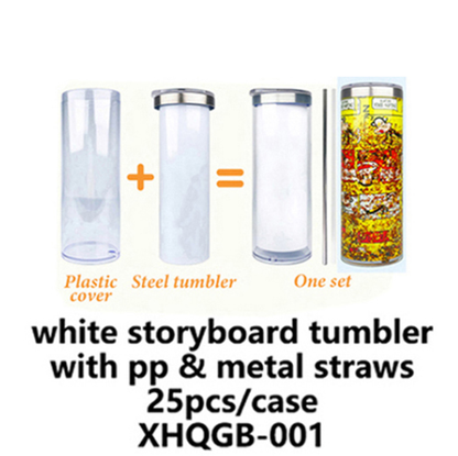 20oz Sublimation Blanks Pre Drilled Double Wall Snow Globe Plastic Outside White Stainless Steel Inside Straight Storyboard Tumbler -USLCA