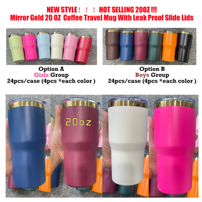 20oz Gold Plated Car Tumbler Travel Coffee Mug for Laser Engraving with Leakproof Slide Lid-CNLCA