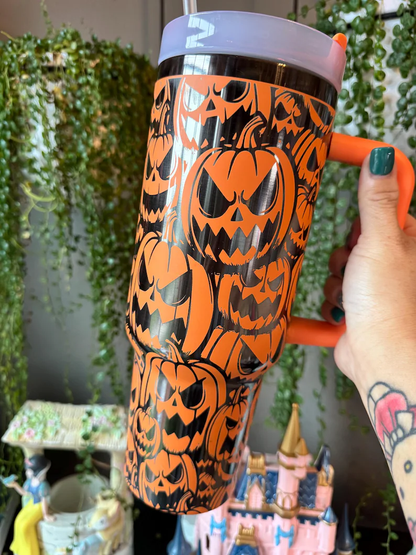 14oz Black Mirror Underneath Orange Color Powder Coating Kids Baby Tumblers for Laser Engrave-CNLCA