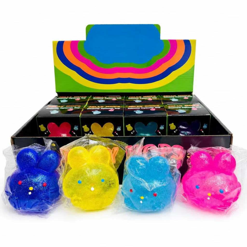 Glitter Jolly Hops Rabbit Squish Jelly Bunny Squishy Maltose Filled ASMR Stress Relief Fidget Squeeze Toy-CNLCA