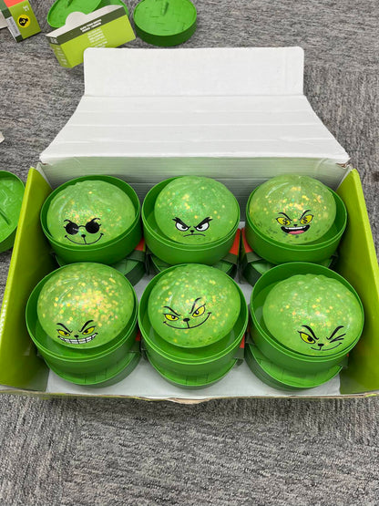8.5cm Xmas Glow in dark Grinch Bun Squishy Glowing Grinch Dumpling Squeeze Fidget Toys for Christmas-CNLCA