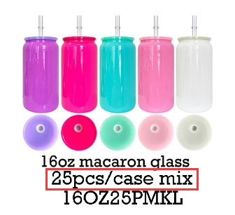 16oz Classic Solid Color 16oz Macaron Glass Can With PP Lids Beer Can -USLCA