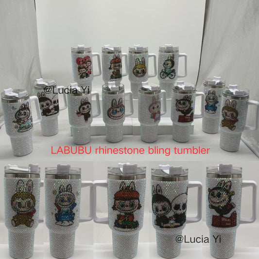 40oz LABUBU POP MART Rhinestone Bling Quencher Tumbler-CNLCA