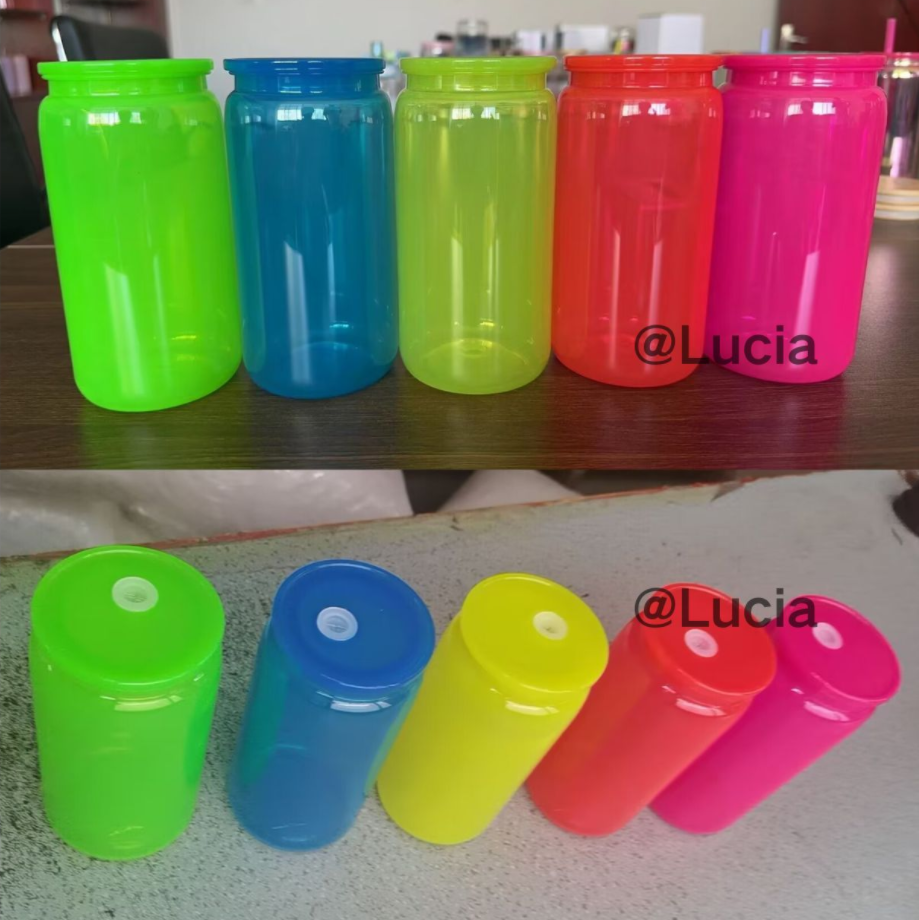 16oz Can Shaped Neon Colored Plastic Can -CNLCA