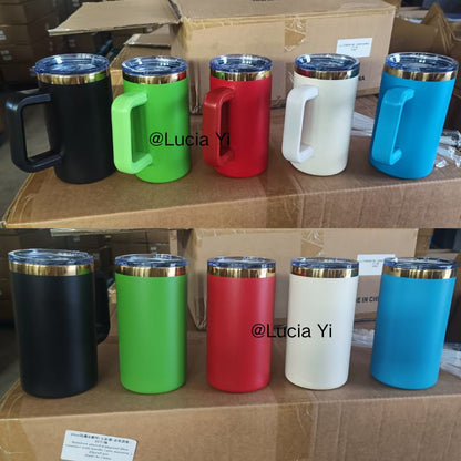 20oz Christmas Chubby Gold Plated Underneath Coffee Tumbler Mug with Removable Handle for Laser-CNLCA