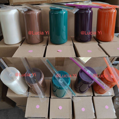 16oz Autumn Winter Maillard New Colors Green Purple Orange Stainless Steel Metal Can Cup Tumbler-CNLCA