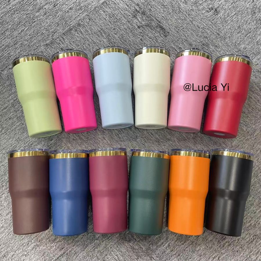 20oz Gold Plated Car Tumbler Travel Coffee Mug for Laser Engraving with Leakproof Slide Lid-CNLCA