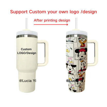 40oz 5D Print Mickey Mouse and Donald Duck Disney Design Cream Color Tumblers-CNLCA