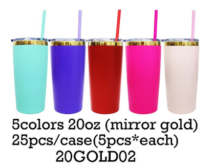 20oz Gold Plated Powder Coated Tumbler for Laser Engraved-CNLCA