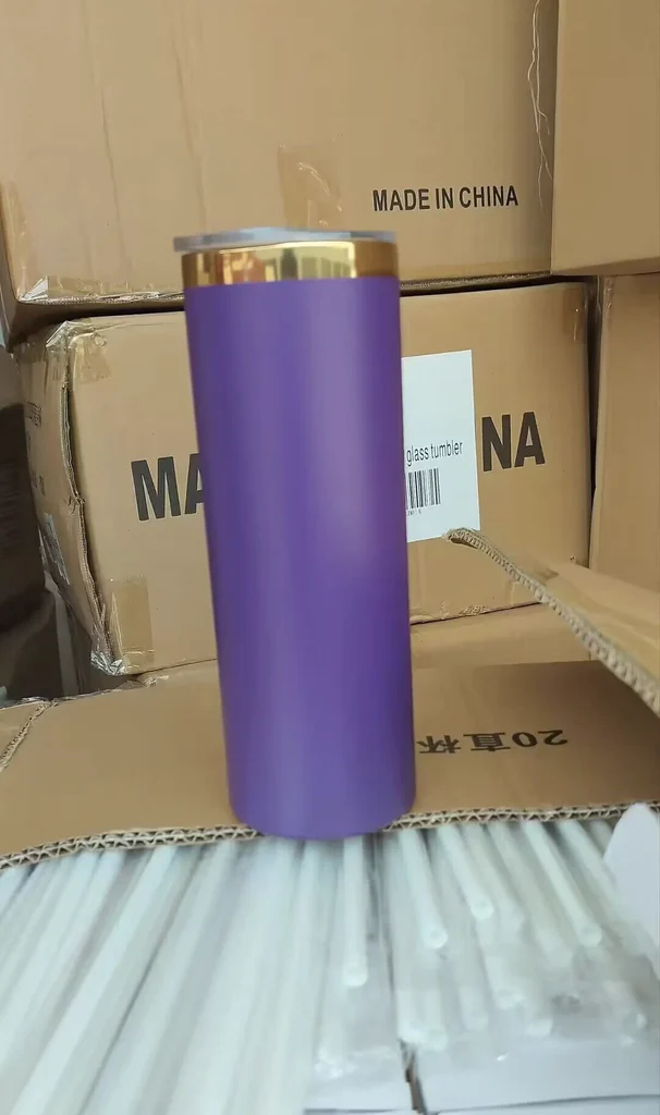 Custom 20oz Gold Underneath Powder Coated Purple Color Tumbler For Laser Engrave -CNLCA