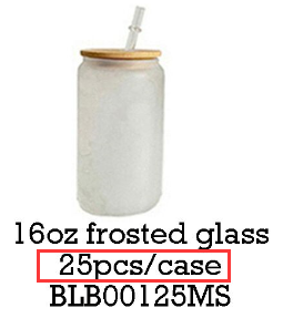 USA Warehouse 12oz 16oz 20oz Clear Frosted Sublimation Glass Cans with Bamboo Lid 25pc/case 50pc/case-USLCA