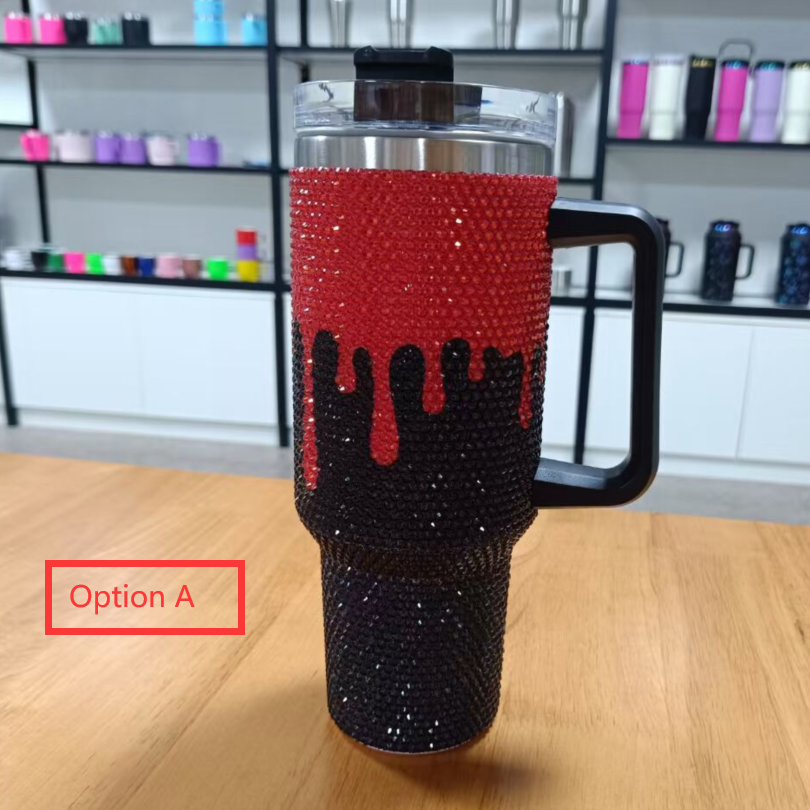 40oz Halloween Blood Red Rhinestone Bling Stainless Steel Tumbler-CNLCA