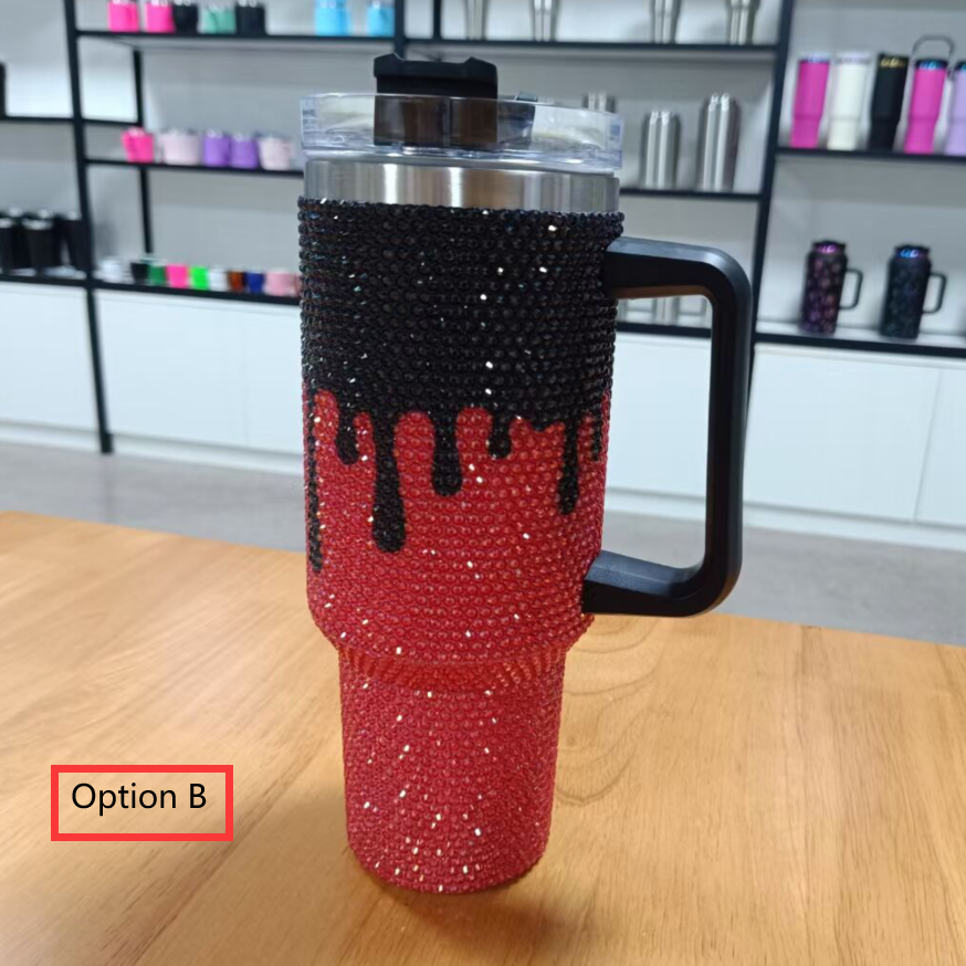 40oz Halloween Blood Red Rhinestone Bling Stainless Steel Tumbler-CNLCA