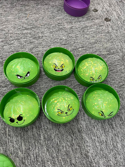 8.5cm Xmas Glow in dark Grinch Bun Squishy Glowing Grinch Dumpling Squeeze Fidget Toys for Christmas-CNLCA