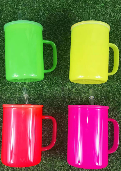 China pre-17oz Neon Colored Glass Mug For Sublimation &UV DTF wraps