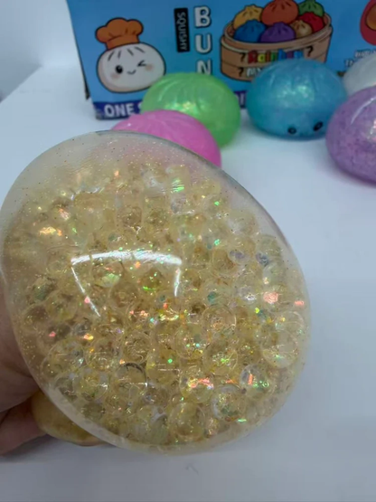 Cute Glitter Bead Pop Bun Squishy Toy Steamed Bao Stress Relief Fidget Blind Box Squeeze Sensory Toy For Kids Adults Anxiety Vent Gift-CNLCA