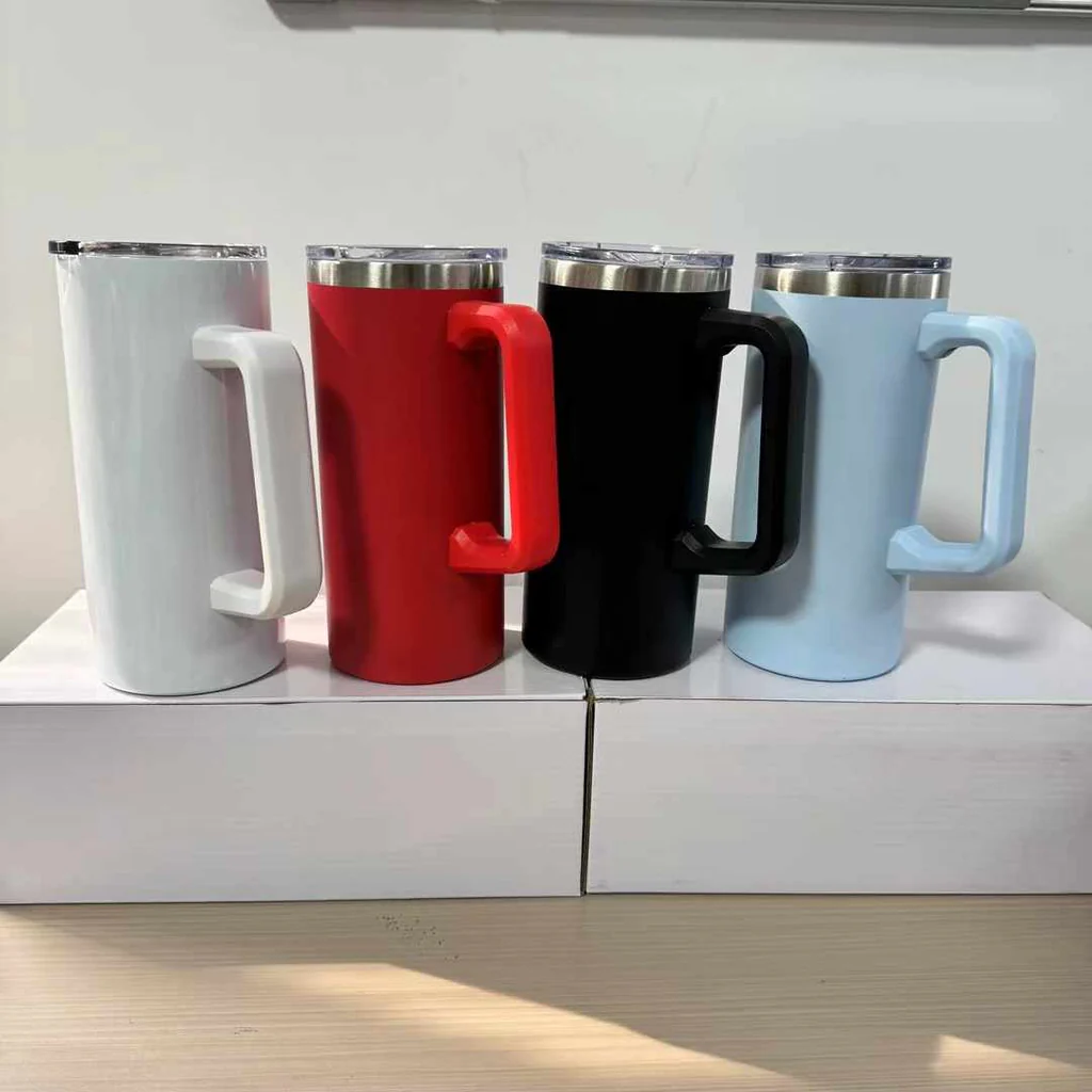 22oz Powder Coated Stainless Steel Handle Coffee Mugs For Laser Engrave -CNLCA