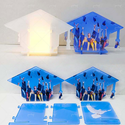Pumpkin Graduation Cap Sublimation Acrylic Decoration Lantern Memorial Sublimation Halloween Candy Box Lantern with LED Candle-CNLCA