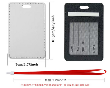 PU Leather Blank Sublimation Company Name Work ID Card Holder Student Card Case-CNLCA
