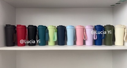 20oz/600ml Stainless Steel Car Tumbler Straw Coffee Cup with Carrying Strap-CNLCA