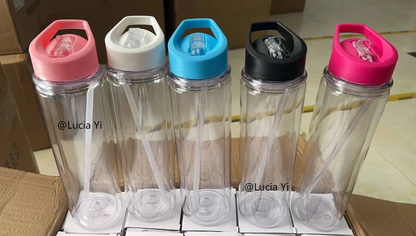 15oz 500ml Double Wall Blank Snow Globe Kids Plastic Cup Water Bottle-CNLCA