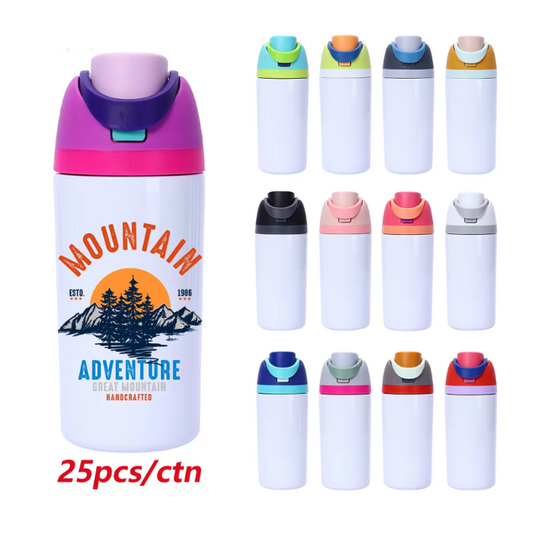 16oz/19oz/24oz/32oz Flip Straw Lid White Sublimation Stainless Steel Sports Owala Style Water Bottle-CNLCA