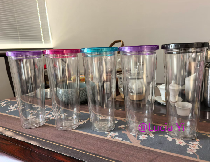 750ml Double Wall Snow Globe Plastic Cup Tapered Tumbler for DIY with Pre-drilled Hole and Plug-CNLCA