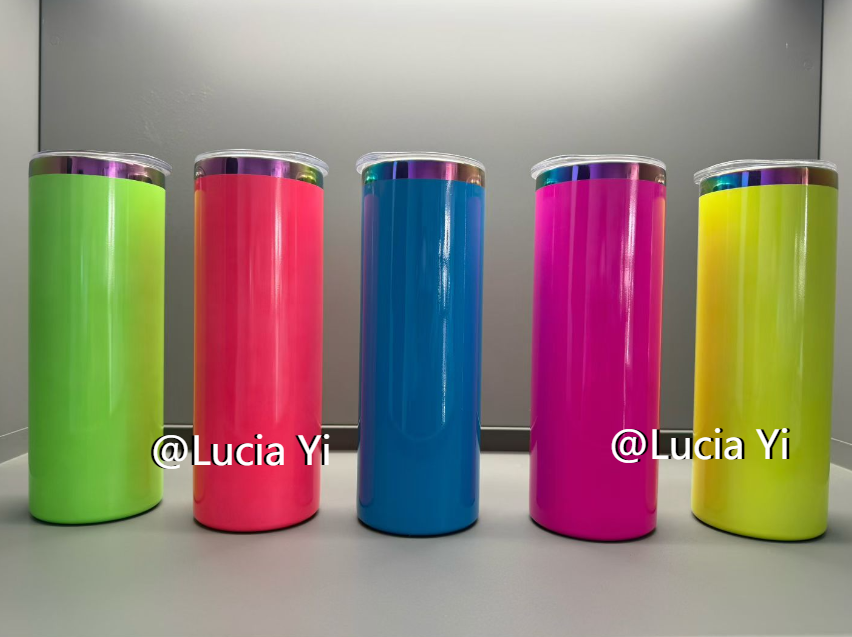 💚20oz Neon Color Rainbow Plated Underneath Straight Tumbler For Sublimation & Laser Engraving -CNLCA