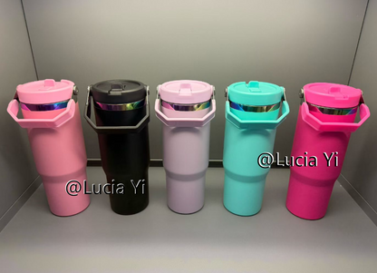 30oz Rainbow Plated Flip Straw Tumbler Water Bottle For Laser Engraving-CNLCA