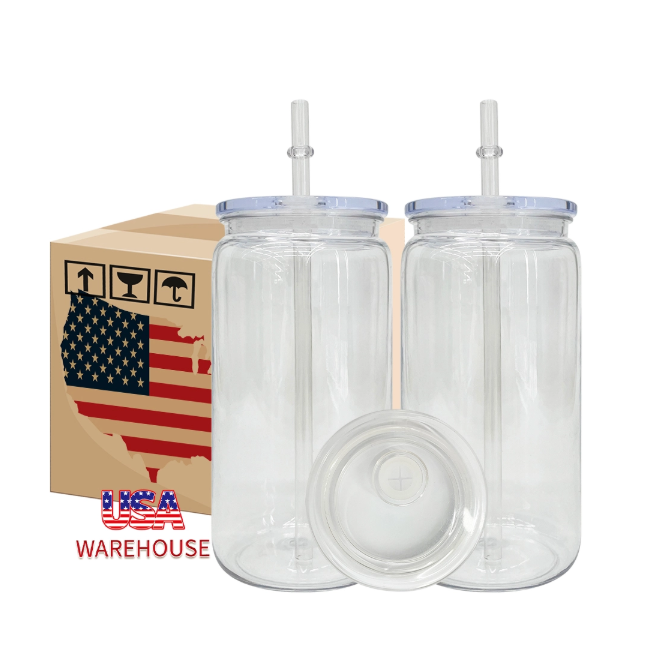 10Pack/25Pack 16oz Plastic Can Cup with Clear Plastic Lids for UV DTF Wraps Same Shape Size As Glass Can-CNLCA