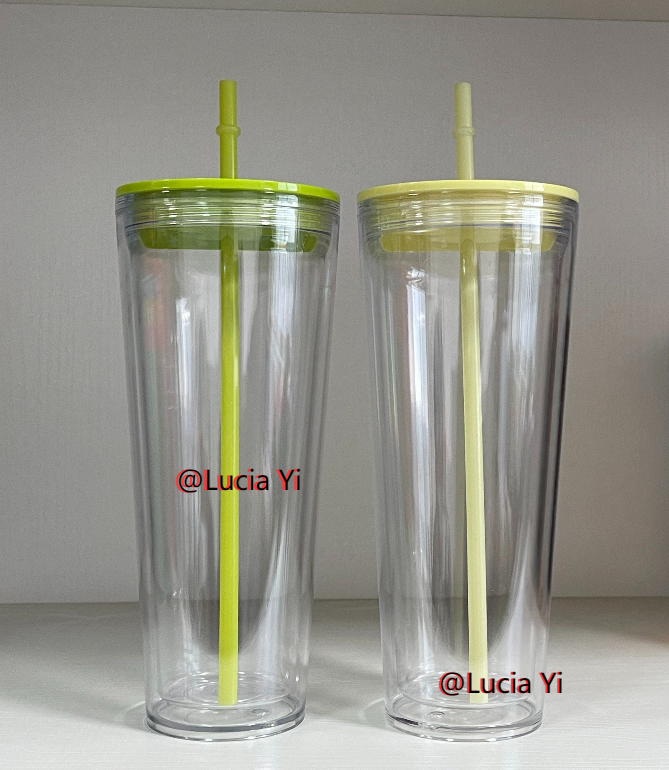 24oz Muti Color Double Wall Snow Globe Plastic Cup Tumbler with Pre-drilled Hole and Plug-CNLCA