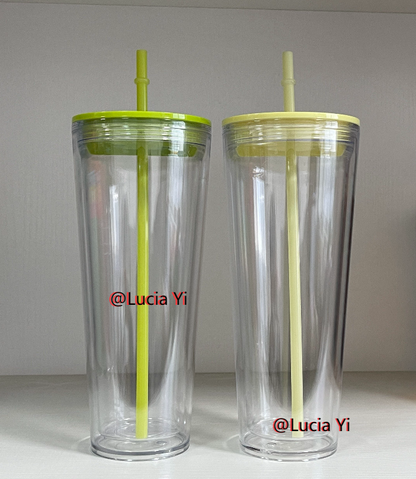 24oz Muti Color Double Wall Snow Globe Plastic Cup Tumbler with Pre-drilled Hole and Plug-CNLCA