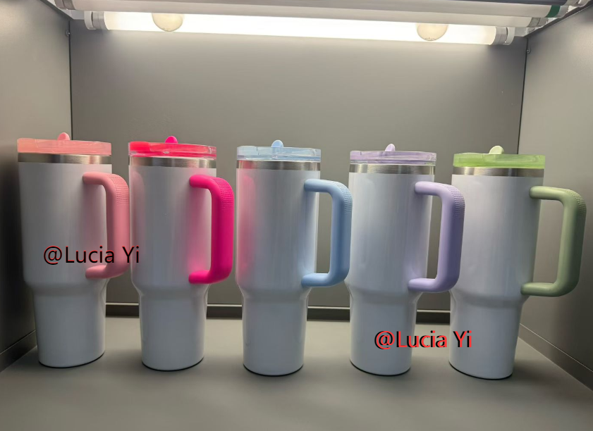 40oz White Blank Sublimation Glow In Dark Protour Leak Proof Lid Quencher Tumbler with Color Handle -CNLCA