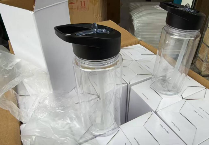 10oz Double Wall Blank Snow Globe Tumbler Kids Flip Straw Plastic Cup Water Bottle-CNLCA