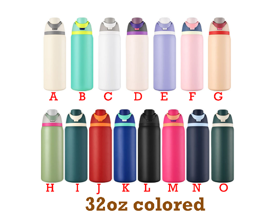12oz/16oz/19oz/24oz/28oz/32oz Flip Straw Lid Insulated Stainless Steel Sports Owala Style Water Bottle for Laser Engraving-CNLCA