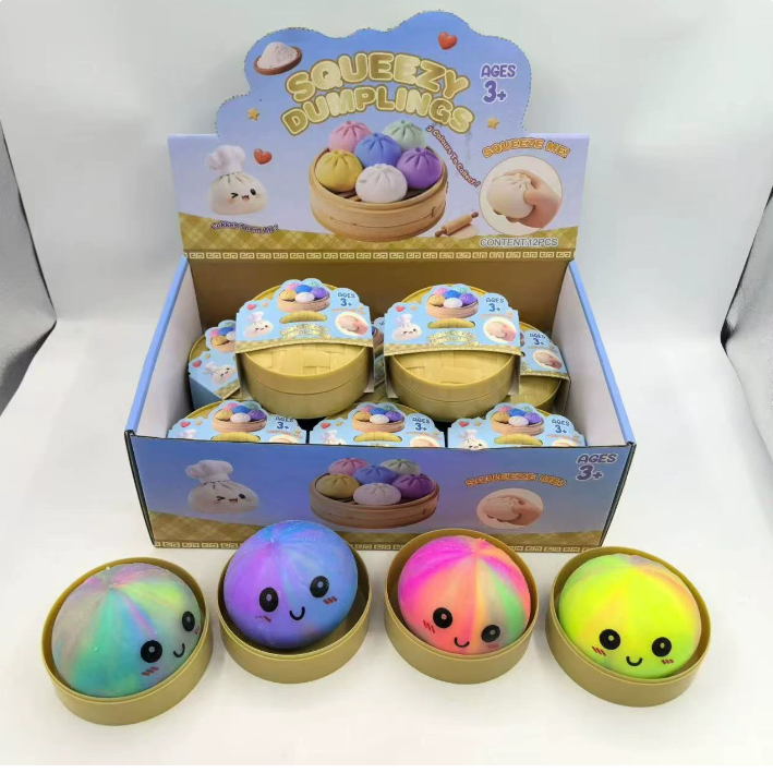 8.5cm Rainbow Color Anxiety Relief Stress Steamed Bun Dumpling Squishy Toy Soft Squeeze Decompression Squishies Relief Stress Balls-CNLCA