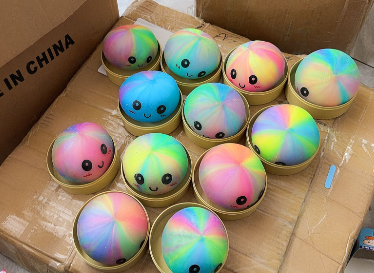 8.5cm Rainbow Color Anxiety Relief Stress Steamed Bun Dumpling Squishy Toy Soft Squeeze Decompression Squishies Relief Stress Balls-CNLCA
