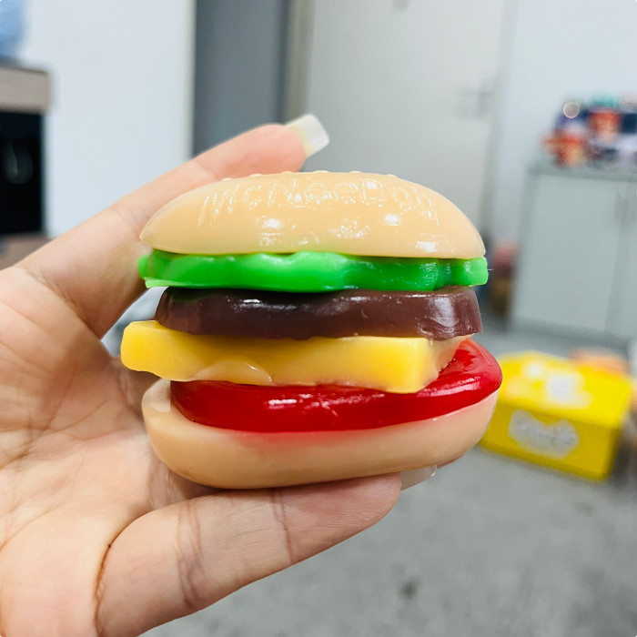 Needoh Style Removable DIY Food Yummy Burger Squish Realistic Tasty Cheeseburger Stress Relief Hamburger Squishy Toy Fidget Squeeze Ball for ADHD-CNLCA