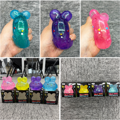 Glitter Jolly Hops Rabbit Squish Jelly Bunny Squishy Maltose Filled ASMR Stress Relief Fidget Squeeze Toy-CNLCA