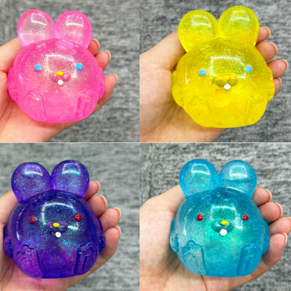 Glitter Jolly Hops Rabbit Squish Jelly Bunny Squishy Maltose Filled ASMR Stress Relief Fidget Squeeze Toy-CNLCA