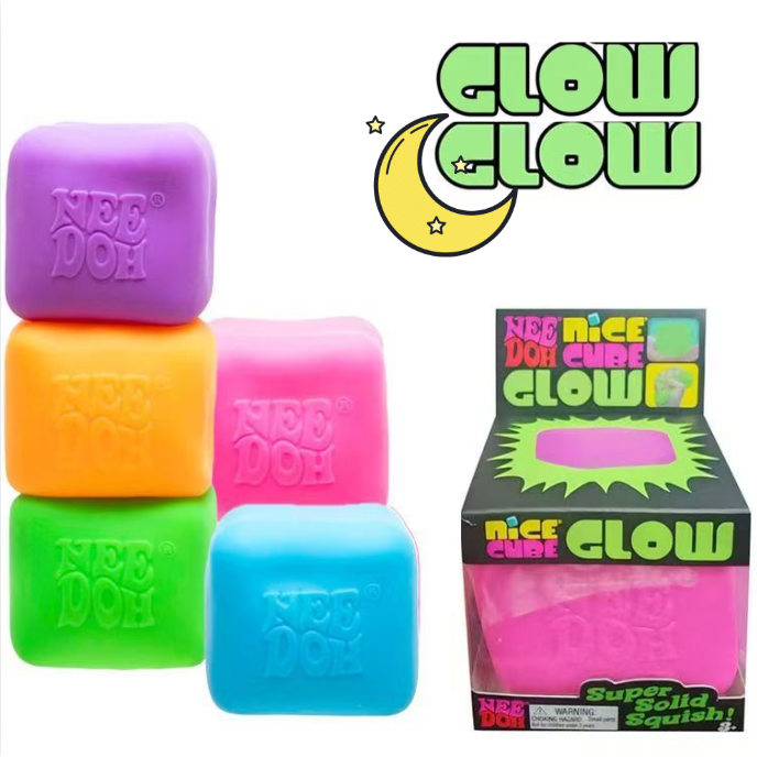 Glow In The Dark Nee Doh Style Nice Cube Squishy Toy Maltose Filled Super Solid Squeeze Fidget Cube Sensory Stress Relief Toy -CNLCA