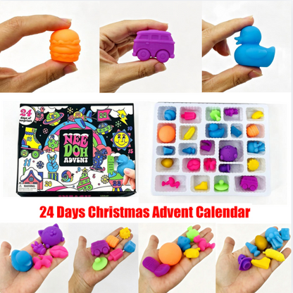 25sets NeeDoh Style TPR 24 Days Christmas Advent Calendar Blind Box Mini Squishy Fidget Toys for Christmas Countdown-CNLCA